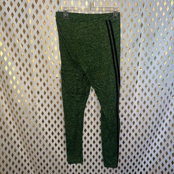 Neon Green leggings stripes size M - Picture 3 of 6